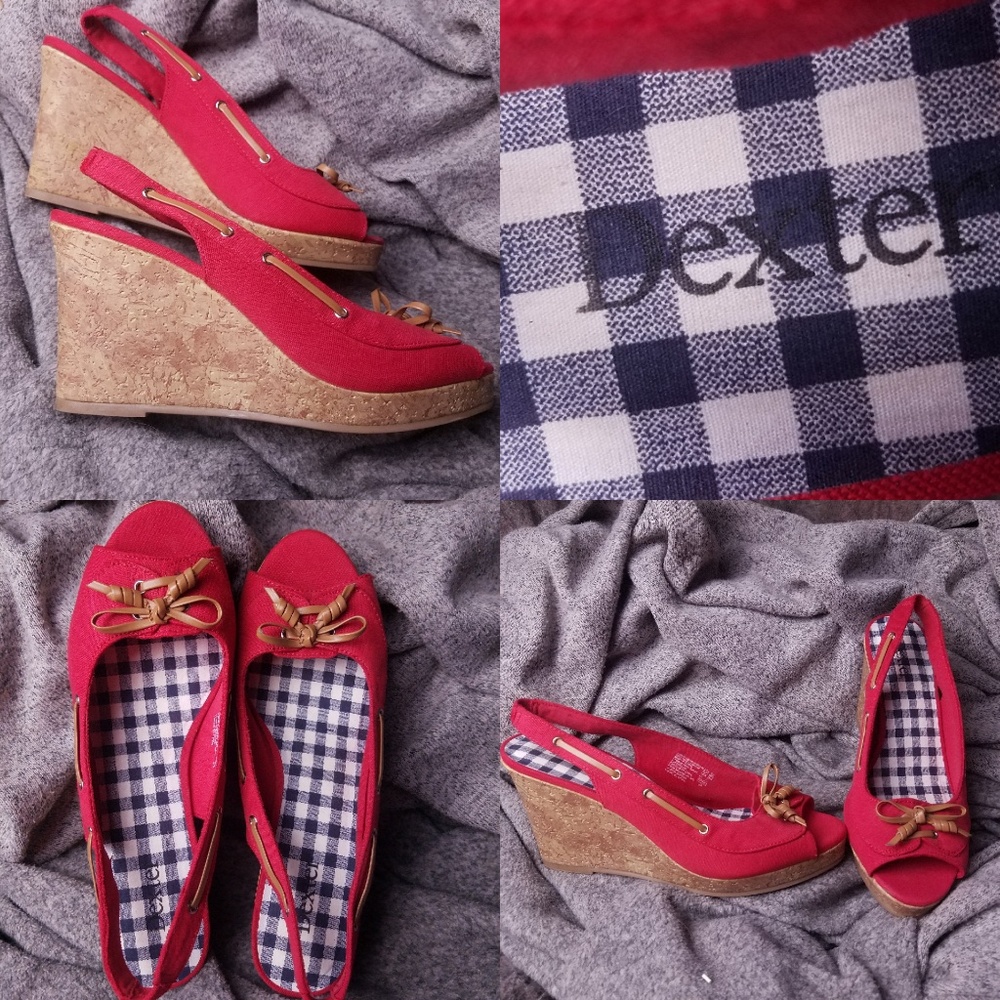 Red Wedge Sling Back Heels size 8.5
